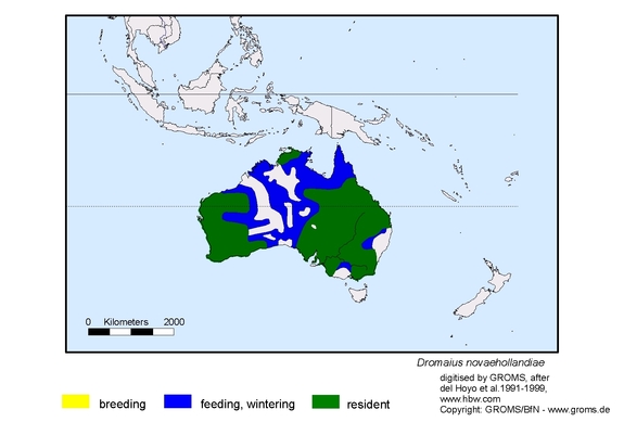 Verbreitungskarte von Dromaius novaehollandiae