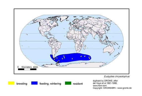Verbreitungskarte von Eudyptes chrysolophus