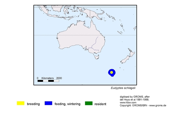 Verbreitungskarte von Eudyptes schlegeli
