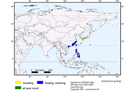 Verbreitungskarte von Gorsachius goisagi