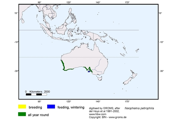 Verbreitungskarte von Neophema petrophila