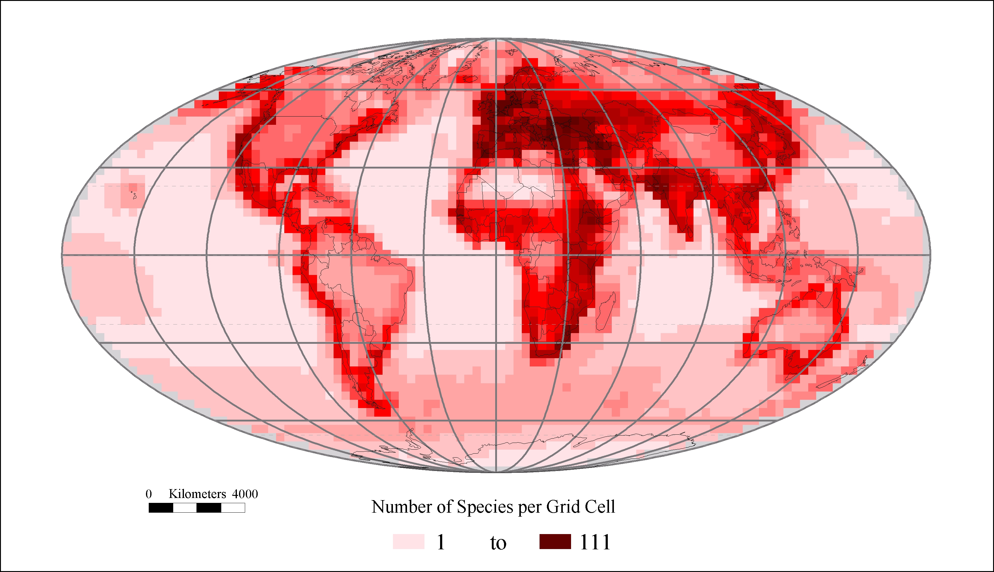 Number of species per grid cell